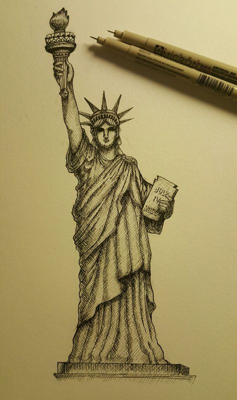 Legislative Branch Drawing, Statue Of Liberty Drawing Sketch, Cross Hatching Art, London Art Drawing, Statue Of Liberty Art, Patung Liberty, تمثال الحرية, Statue Of Liberty Drawing, Statue Drawing