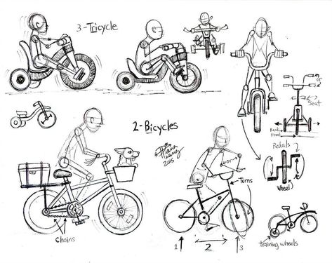 Bicycle Sketch, Bicycle Drawing, Memory Drawing, Form Follows Function, Bike Drawing, Bike Sketch, Caracter Design, Draw People, Body Drawing Tutorial