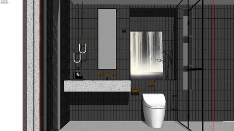 Bathroom 3d Warehouse, Sketchup Warehouse, Bathroom Setup, Industrial Toilets, Toilet And Bathroom Design, Bathroom Sanitary, Partition Door, Toilet Tiles, Sketchup Models