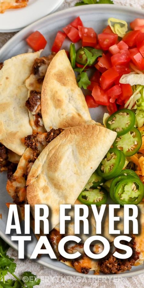 Quick & Easy Air Fryer Tacos Recipe Corn Tortilla Air Fryer Recipes, Flour Tortillas In Air Fryer, Air Fried Tacos Recipe, Taco In Air Fryer, Air Fryer Fried Tacos, Tortillas In The Air Fryer, Corn Tortillas What To Do With Air Fryer, Healthy Homemade Tacos, Air Fryer Beef Tacos