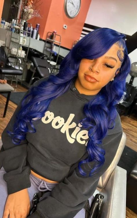 Blue 💙 Body Wave Hair Wig Navy Blue Frontal Wig, Dark Blue Wig Install, Blue Body Wave Wig, Blue Roots Black Hair Wig, Ombré Blue Wig, Aliexpress Hair, Wave Wig, Wave Hair, Body Wave Wig