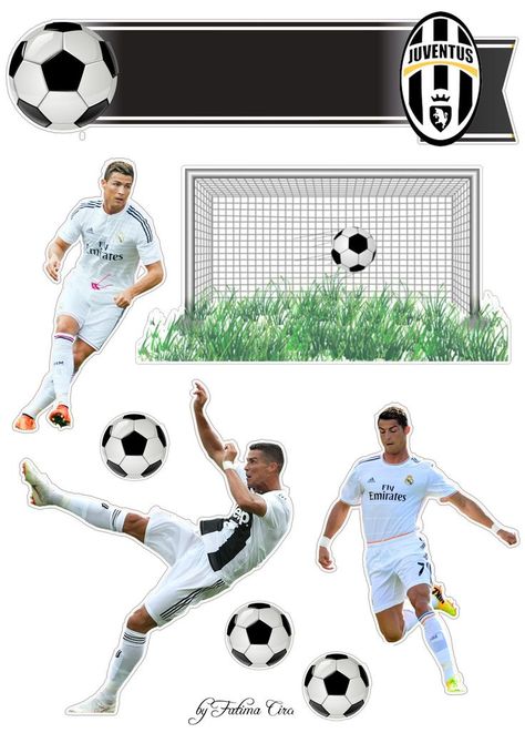 Ronaldo Topper, Cr7 Portugal, Soccer Birthday Cakes, Disney Princess Cupcakes, Disney Cake Toppers, Diy Cake Topper Birthday, Soccer Cake, Soccer Birthday Parties, Ronaldo Juventus