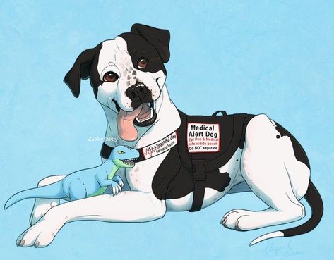 Service Dog Drawing, Service Dog Art, Blue Raptor, Dog Design Art, Psychiatric Service Dog, Cute Dog Drawing, Canine Drawing, Dog Animation, Puppy Art