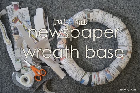 How to make a wreath base from newspaper I might try this, but then again, I'll probably just buy the dang thing Diy Wreath Base How To Make, Wreath Bases Diy, Paper Wreath Diy, Diy Newspaper, Straw Wreath, Diy Halloween Wreath, Newspaper Crafts, Christmas Decorations To Make, Xmas Wreaths