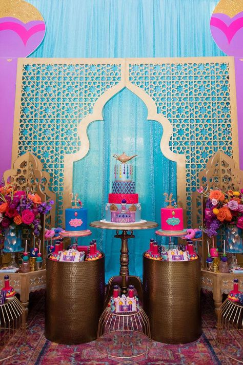 Arabian Castle, Arabian Theme Party, Arabian Nights Theme Party, Moroccan Theme Party, Arabian Party, Arabian Theme, Aladdin Birthday Party, Arabian Nights Theme, Princess Jasmine Birthday Party