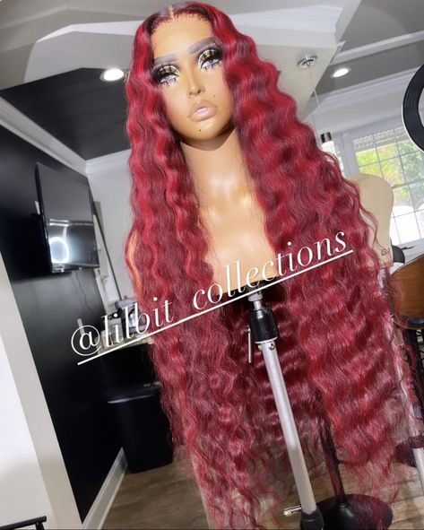 Red Hair Crimps, Red Crimped Wig, Red Crimped Hair, Sleek Braided Ponytail, Making Wigs, Angora Goat, Lace Fronts, Frontal Wig Hairstyles, Crimped Hair