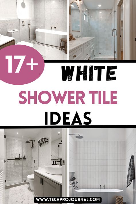 Considering a classic style, white shower tile ideas are perfect for a clean, timeless bathroom. Check out these white shower tile ideas that add elegance and brighten up small spaces Small White Shower Ideas, White Textured Tile Shower Ideas, Large White Tile Shower Ideas Wall, Shower Tile Timeless, Small Bathroom White Tile, White Subway Tile In Bathroom, White Large Tile Bathroom, Bathroom White Wall Tiles, White Tiles White Grout