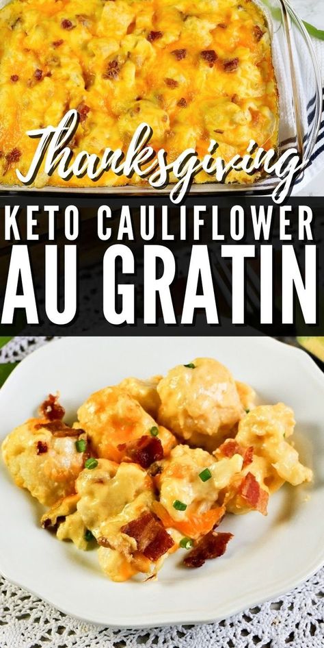 Keto Cauliflower Casserole, Cauliflower Au Gratin, Cauliflower Side Dish, Salmon Recipes Baked Healthy, Vegetable Casserole Recipes, Keto Holiday Recipes, Au Gratin Recipes, Thanksgiving Food Sides, Veggie Casserole