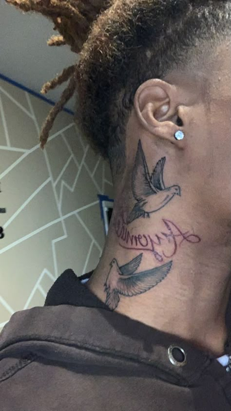 Neck Tats For Men, Small Neck Tattoos Men, Mens Neck Tattoos, Unique Neck Tattoos, Back Of Neck Tattoo Men, Neck Tats, Black People Tattoos, Front Neck Tattoo, Arm Tattoos For Guys Forearm