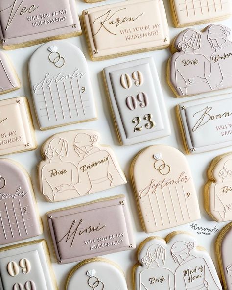 Bridesmaid Royal Icing Cookies, Calendar Cookies Bridal, Cookies Bridesmaid Proposal, Bridesmaid Proposal Cookies Boho, Bridesmaid Proposal Food, Bridesmaids Proposal Cookies, Bridal Proposal Cookies, Bridal Party Proposal Cookies, Bridesmaid Proposal Cookie Ideas