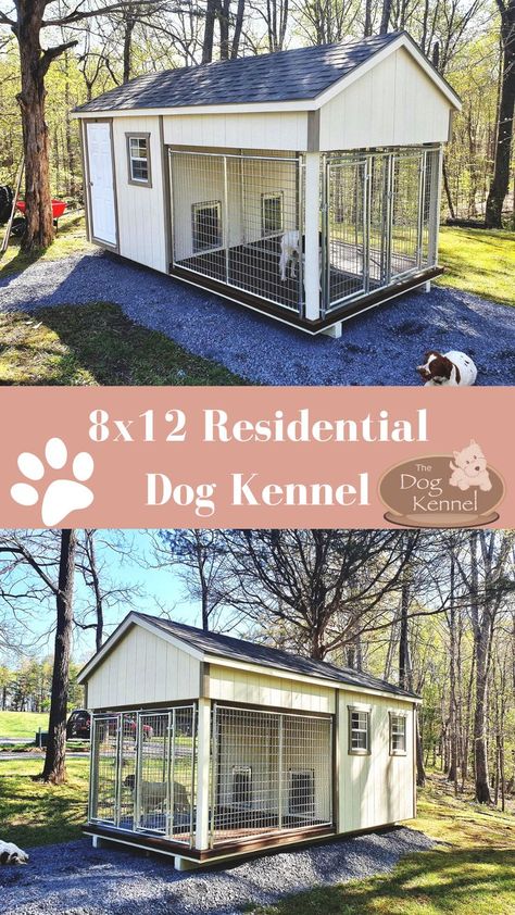 Dog House With Kennel, Build Dog Kennel Outdoor, Dog Home Outdoor, Camper With Dog Kennel, Large Outdoor Dog Kennel, Farmhouse Dog House Outdoor, Dog Run With Dog House, Dog House Kennel Outdoor, Dog Kennel Runs Ideas Outdoor