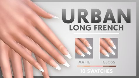 CLASSIC LONG FRENCH NAILS | URBAN | XURBANSIMSX on Patreon Nails Sims 4 Maxis Match, Sims 4 Cc Urban Nails, Sims 4cc Clothes Patreon, Ts4 Nails Cc Patreon, Long Acrylic Nails Sims 4 Cc, Sims 4 Mm Nails, Sims 4 Female Nails Cc, Maxis Match Nails Sims 4, Sims 4 Cc Maxis Match Accessories Patreon