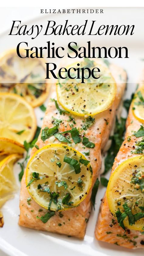 If you try any of my recipes, let it be this one. This baked lemon garlic salmon recipe is perfectly flaky and bursting with a glorious combination of bright and rich flavors.Lately, I’ve been having a love affair with salmon. I have always been a fan of fish, but these last few weeks I can’t seem to get enough. #BakedSalmonRecipe #LemonGarlicSalmon #EasySalmonRecipes Easy Salmon Recipe, Baked Salmon Lemon, Salmon Meal Prep, Lemon Garlic Salmon, Healthy Pantry, Spring Salad Recipes, Garlic Salmon, Lemon Salmon, Healthy Salmon Recipes