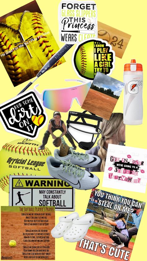 It’s a collage abt softball.. duh Softball Collage, Softball Players, A Collage, Western Outfits, I Fall, Softball, Collage, Sports