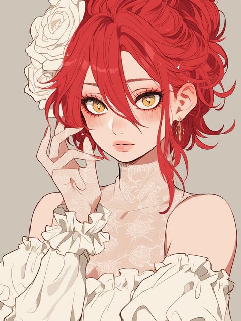 Redhead Anime Characters, Red Hair Female Oc, Anime Face Female, Red Hair Girl Drawing, Red Hair Fantasy Art, Red Anime Hair, Anime Woman Red Hair, Red Hair Girl Art, Red Hair Character Design