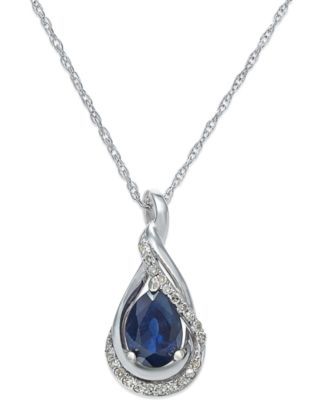 Sapphire (9/10 ct. t.w.) and Diamond Accent Pendant 18" Necklace in 14k White Gold(Also Available in Emerald) | macys.com Diamond Circle Pendant, Expensive Diamond, Ocean Wedding, Gold Jewelry Necklace, Expensive Jewelry, White Gold Necklaces, Sapphire Necklace, Sapphire Jewelry, Gorgeous Necklaces