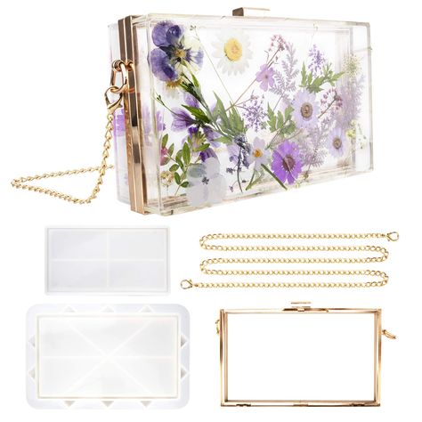 Resin Purse, Diy Clutch, Clear Purses, Transparent Flowers, Mold Kit, Silicone Resin, Casting Resin Molds, Diy Handbag, Pearl Bag