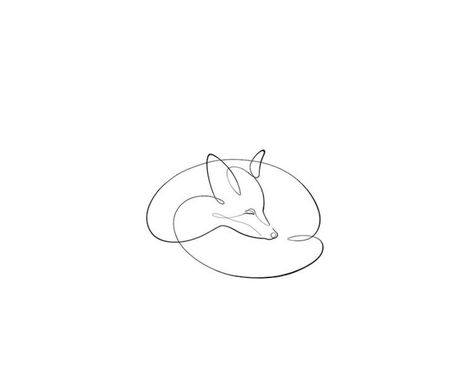 Fineline Fox Tattoo, Minimal Fox Tattoo, Small Fox Tattoos For Women, 2004 Tattoo Design, Sleeping Fox Tattoo, Little Fox Tattoo, Simple Fox Tattoo, Minimalist Animal Logo, Fox Line Drawing