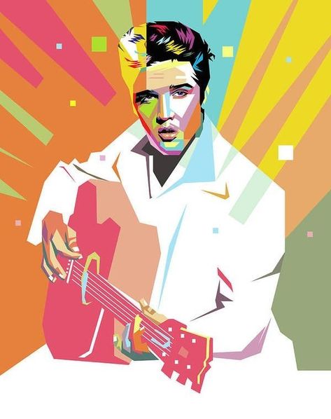 Elvis Presley Art, Rockabilly Artwork, Michael Jackson Painting, Illustration Pop Art, Wpap Pop Art, Polygon Art, Celebrity Drawings, Digital Art Illustration, Music Legends