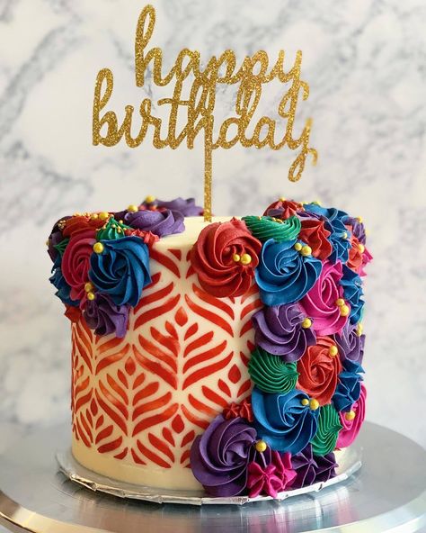 Jewel Toned Cake, Jewel Tone Birthday Cake, Jewel Tone Wedding Cakes, Birthday Cake Cake, 60th Birthday Cakes, Birthday Queen, Jewel Colors, Home Bakery, Colorful Cakes