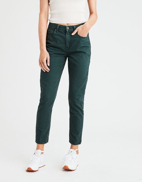 Green Jeans Outfit, 80s Look, Shop Pants, Ae Jeans, Free Jeans, Green Jeans, Fall Clothes, Mom Jean, Trouser Pants Women