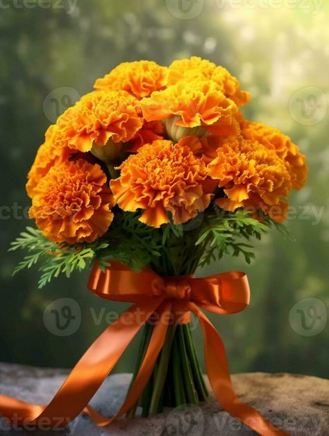 Orange Flowers Bouquet, Marigold Bouquet, Flower Arragement, Flower Wedding Bouquet, Marigold Flowers, Marigold Flower, Eucalyptus Wedding, Bridal Flower, June Wedding