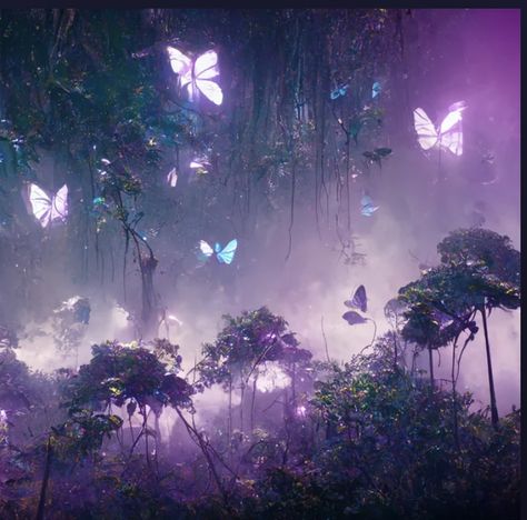 Slowed Reverb, Purple Light, Butterflies, Forest, Purple