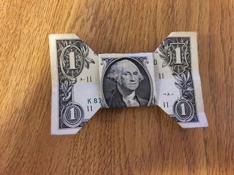 You look like a hundred bucks! Or at least $1. How To Fold A Dollar Bill Into A Bow Tie, Money Bowtie, Origami Tie, Origami Dollar Bill, Fold Dollar Bill, Money Origami Tutorial, Money Lei Diy, Folded Money, Bow Tie Tutorial