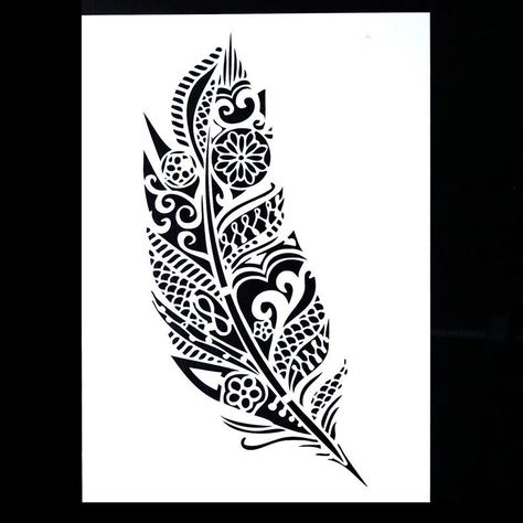 Mandala Feather, Feather Stencil, Stencil Wall, Diy Wall Painting, Mandala Stencils, Star Stencil, Stencil Templates, Flower Stencil, Card Making Crafts