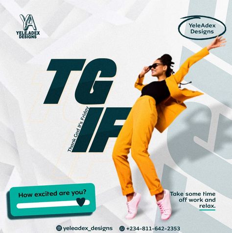 TGIF Thank God It's Friday social media flyer designed by Yele Adex Designs Thank God Is Friday Design, Thank God It's Friday Flyer Design, Tgif Flyer Design Graphics, Tgif Design Flyer, Friday Flyer Design, Tgif Design, Media Flyer Design, Social Media Flyer Design, Tgif Friday