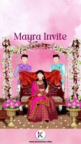 Mayra Invitation Card Template, Mayra Invitations, Invite Background, Groom Cartoon, Bride And Groom Cartoon, Wedding Couple Cartoon, Digital Wedding Invitations Design, Hindu Wedding Invitation Cards, Wedding Card Design Indian