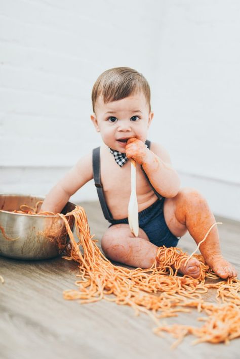 Spaghetti Smash First Birthday, Spaghetti Smash Photoshoot, 1 Year Pictures, 1 Year Photos, 1st Birthday Photoshoot, Birth Story, 1st Birthday Photos, First Birthday Themes, Birth Stories