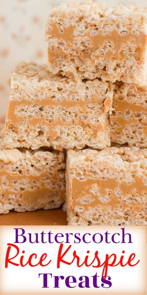 Butterscotch Rice Krispie Treats, Peanut Butter Rice Krispie Treats, Rice Krispie Squares, Smooth Peanut Butter, Krispie Treats Recipe, Creamy Rice, Cereal Treats, Dessert Bar Recipe, Butterscotch Chips