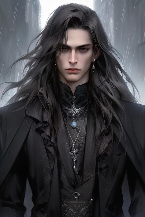 Walpapers Cute, Vampire Art, Anime Guys Shirtless, Fantasy Male, Long Black Hair, Blackest Knight, Digital Art Anime, Character Design Male, Anime Drawings Boy