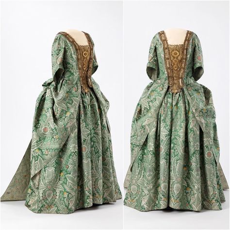 Mantua Dress, 1740s Fashion, 1660s Fashion, Period Dresses, 18th Century Dresses, Historical Gowns, Historical Clothes, Rococo Fashion, Two Piece Gown