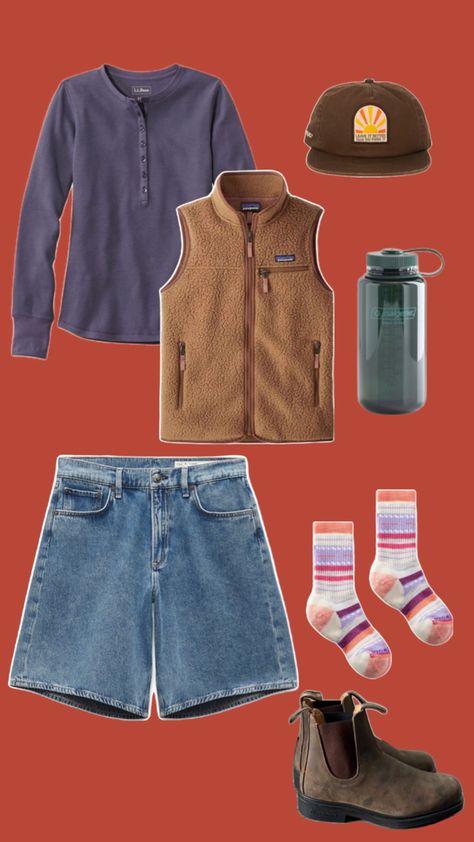 #granolagirl #camping #outfits #fashion #fitcheck #patagonia #parksproject Patagonia Style Woman Outfit, Granola Rainy Day Outfit, Athletic Granola Outfits, Retro Summer Camp Outfits, Granola Outfits Fall, Patagonia Baggies Outfit, Granola Girl Clothes, Fall Granola Outfits, Camping Outfits Aesthetic