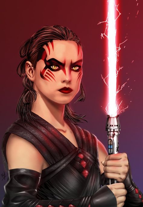 Darth Rey by channandeller Dark Side Makeup Star Wars, Star Wars Face Markings, Starwars Makeup Looks, Star Wars Makeup Ideas Dark Side, Sith Makeup Female, Star Wars Makeup Ideas, Villain Makeup, Sith Makeup, Star Wars Zeichnungen