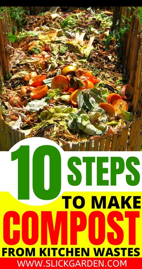 10 STEPS TO MAKE COMPOST FROM KITCHEN WASTES.  If you are composting for the first time, then you have to buy a ready-made compost bag from the market. And if you are already composting, then add a small portion from your previous composter. #compost #gardening #soil #composting #slickgarden How To Make Compost At Home, Composting Bins, Making Compost, Make Compost, Diy Compost, How To Make Compost, Compost Soil, Herb Containers, Composting At Home