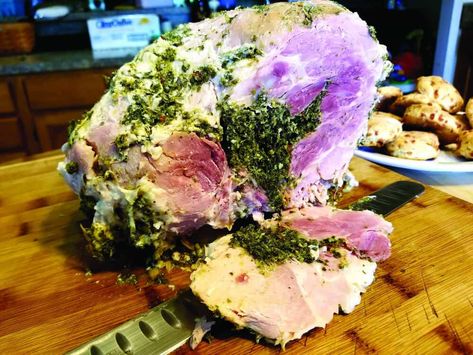 Maryland Stuffed Ham Recipe, Corned Ham Recipe, Stuffed Ham, Maryland Food, Basic Brine, Ham In The Oven, Southern Maryland, Holiday Dishes, Ham Recipe