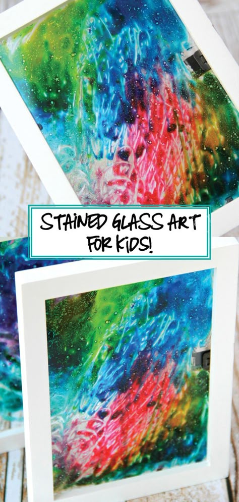 Stained Glass Art For Kids, Glue And Food Coloring, Art Mediums, Glass Art Projects, Vbs Crafts, Diy Projects For Kids, Camping Crafts, Camping Art, Fun Activities For Kids