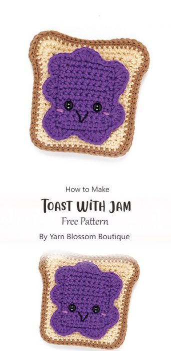 Easy Crochet Bread/Toast Free Pattern Ideas - Carolinamontoni.com Crochet Bread, Toast With Jam, Crochet Ideas Aesthetic, Hanging Craft Ideas, Crochet Fruit, Hanging Craft, Crochet Coaster Pattern, Bread Toast, Crochet Animals Free Patterns