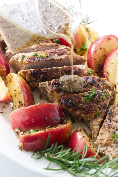 Cider Braised Pork Tenderloin with Apples Apple Braised Pork, Fresh Pork Tenderloin Recipes, Apple Cider Braised Pork Tenderloin, Apple Chutney For Pork, Pork Tenderloin And Apples In Oven, Pork Tenderloin With Apples And Onions, Fall Pork Tenderloin, Fall Pork Tenderloin Recipes, Pork Tenderloin Apples