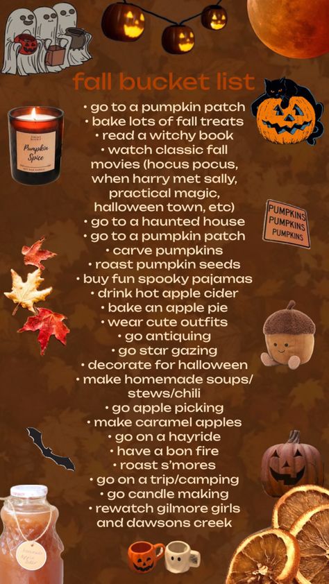 a bucket list for fun fall activities 30 Bucket List, Halloween Things To Do, Fall Goals, Halloween Bucket List, Halloween Sleepover, Fall Planning, Herbst Bucket List, Fall Dates, Fall Mood Board