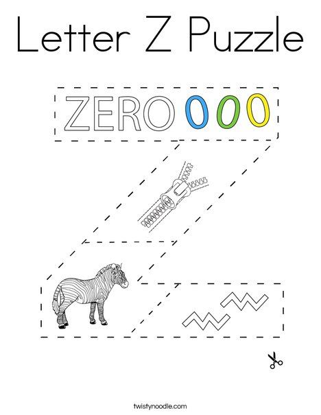 Letter Z Puzzle Coloring Page - Twisty Noodle Preschool Letter Z Activities, Z Crafts For Preschool, Letter Z Crafts For Preschoolers, Letter Z Activities For Preschool, Letter Z Activities, Letter Z Crafts, Preschool Pets, Letters Activity, Zebra Coloring Pages