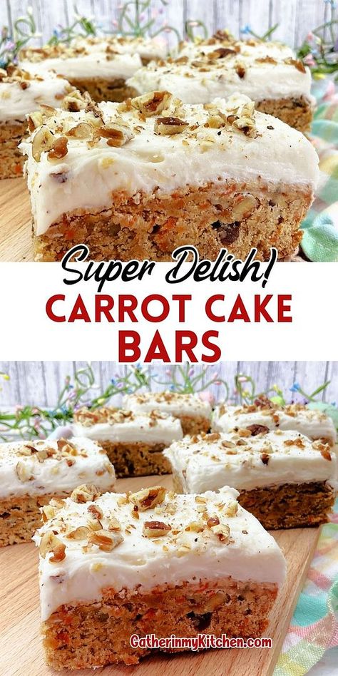 Carrot Cake Cookie Bars, Perfect Carrot Cake, Carrot Cake Bars Recipe, Carrot Cake Dessert, Bars With Cream Cheese Frosting, Easy Easter Recipes, Bars With Cream Cheese, Carrot Cake Bars, Easy Carrot Cake