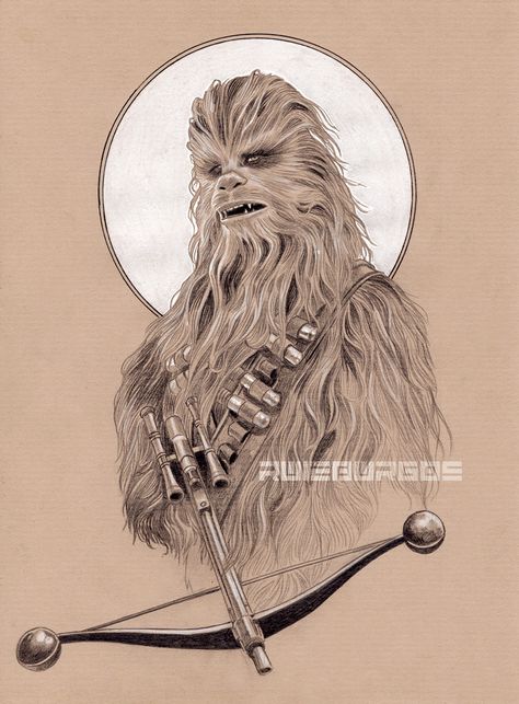 Chewbacca Art, 10k Followers On Instagram, Chewbacca Dog, Star Wars Wookie, Star Wars Art Drawings, Star Wars Illustration, Star Wars Cartoon, Star Wars Drawings, Star Wars Tattoo