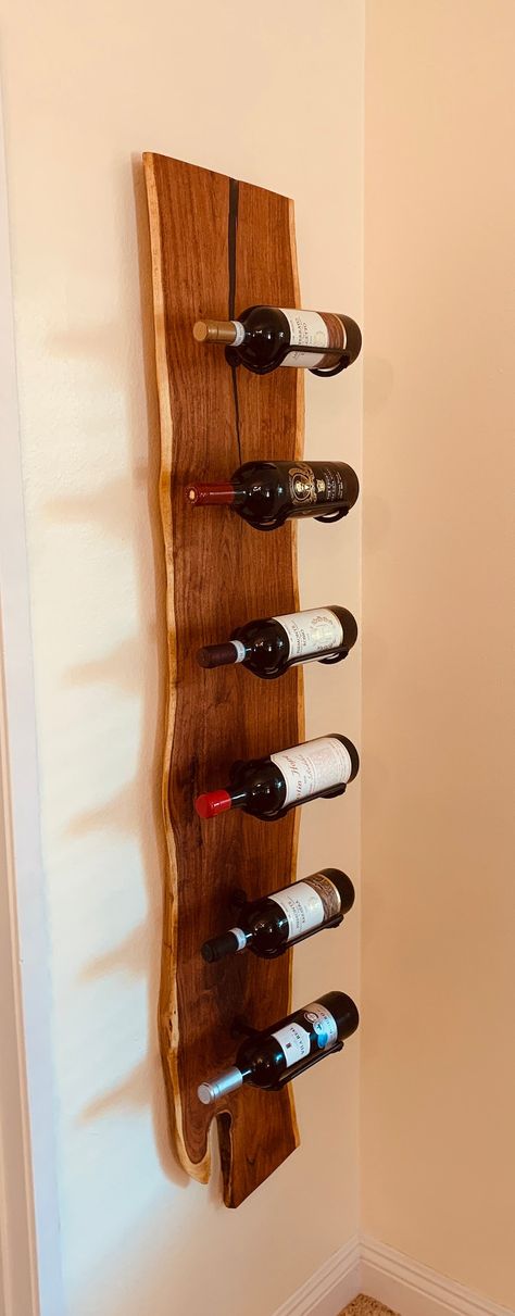 Wall Mounted Wine Bottle Holder Rustic Wine Bottle Rack Live Edge Wine Bottle Holder Wall Mounted Wine Bottle Display Shelf Vertical - Etsy Bottle Display Shelf, Wine Bottle Holder Wall, Wine Bottle Display, Mesquite Wood, Wine Bottle Rack, Bottle Display, Wine Bottle Holder, Bottle Rack, Stud Walls