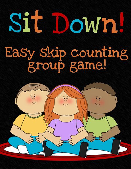 “Sit Down!” is another all purpose game.  Kids stand in a big circle.  One student is "it" in the middle with a pointer (or just his finger).  "It" gets to decide what number we start counting on t... Skip Counting Games, Skip Counting Kindergarten, Maths Multiplication, Skip Counting Activities, Math Number Sense, Math Multiplication, Math Groups, Math Counting, Skip Counting