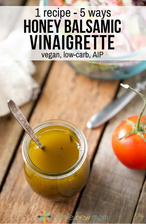 This Easy Healthy Homemade Balsamic Vinaigrette Recipe is sure to become one of your favorite dressings. It tastes amazing and has 5 flavor variations! Plus it's a vegan balsamic dressing and can be made into a keto balsamic dressing too! It's also a whole30 balsamic vinaigrette and a clean eating balsamic vinaigrette too! It's naturally a gluten free balsamic vinaigrette too. You'll love that it's an easy balsamic vinaigrette recipe that's an easy healthy salad dressing. Balsamic Vinegarette, Honey Balsamic Vinaigrette, Best Salad Dressing, Balsamic Vinaigrette Recipe, Honey Balsamic, Healthy Dips, Thm Recipes, Aip Recipes, Homemade Salad Dressing