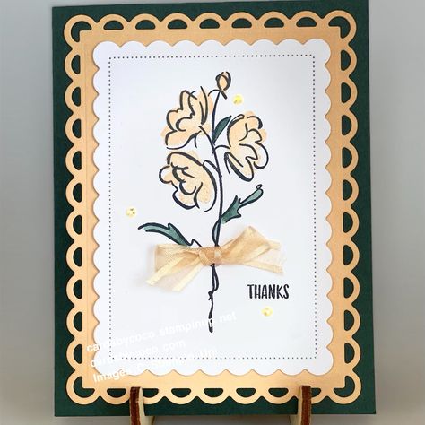 Color And Contour Stampin Up Cards, Stampin Up Corner Bouquet, Stampin Up Scalloped Contour Dies, Stampin Up Color And Contour, Stampin Up Country Floral Lane Suite, Color Contour, Handmade Stamps, Floral Image, Card Handmade